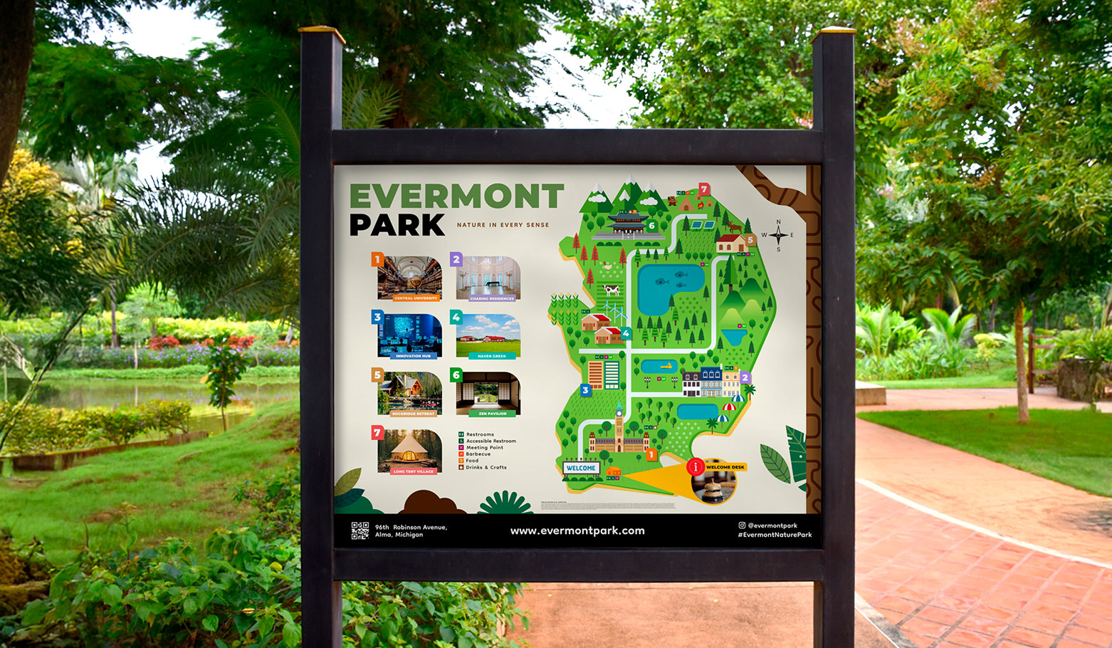Latex printouts on a park